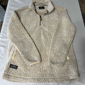 Simply Southern Fleece Sherpa Jacket Zip Up cream Full Zip Fuzzy, size M